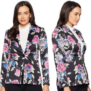 Tahari Women's Floral Print Satin Blazer Jacket NWT